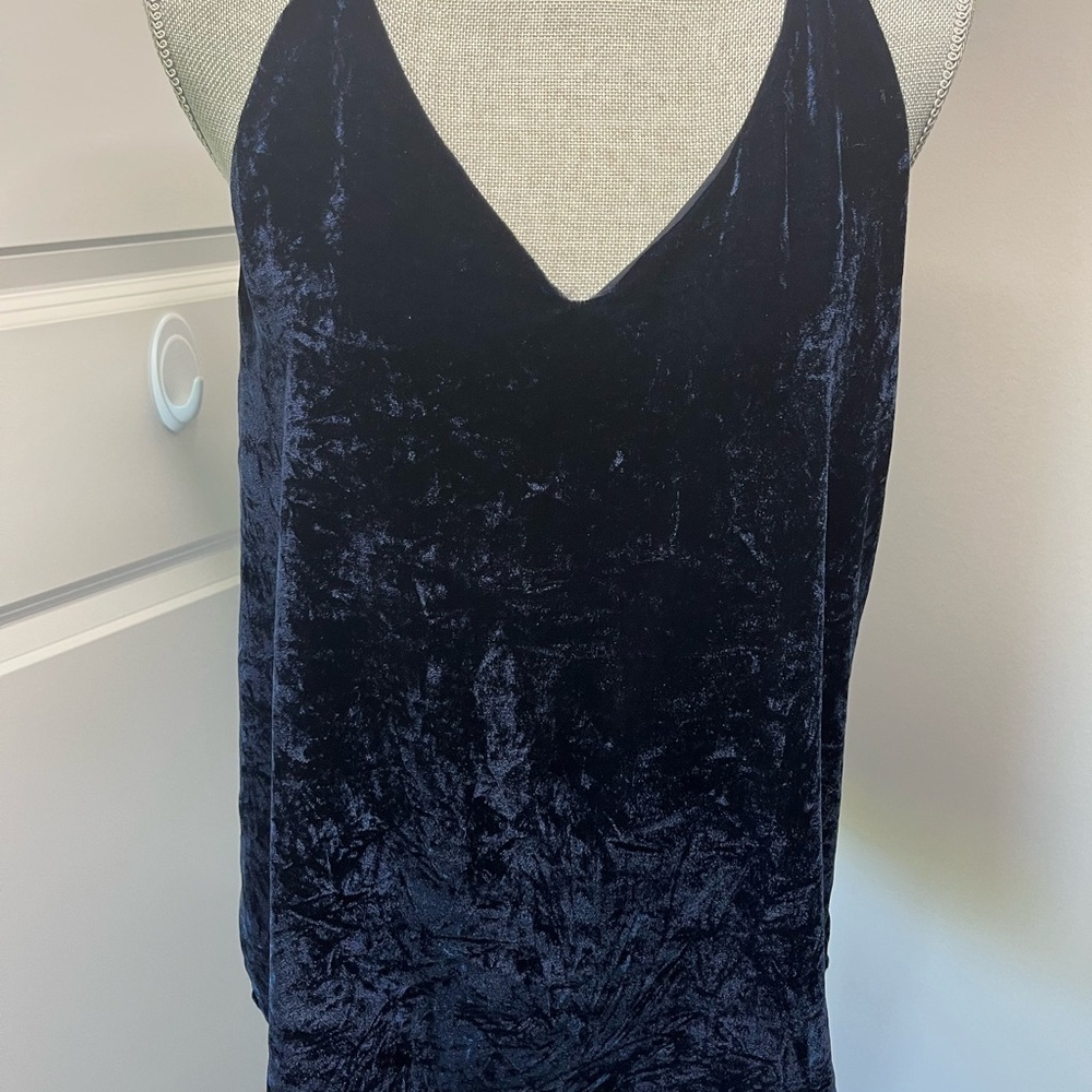 Loft Navy Blue Velour Tank Size M NWOT
